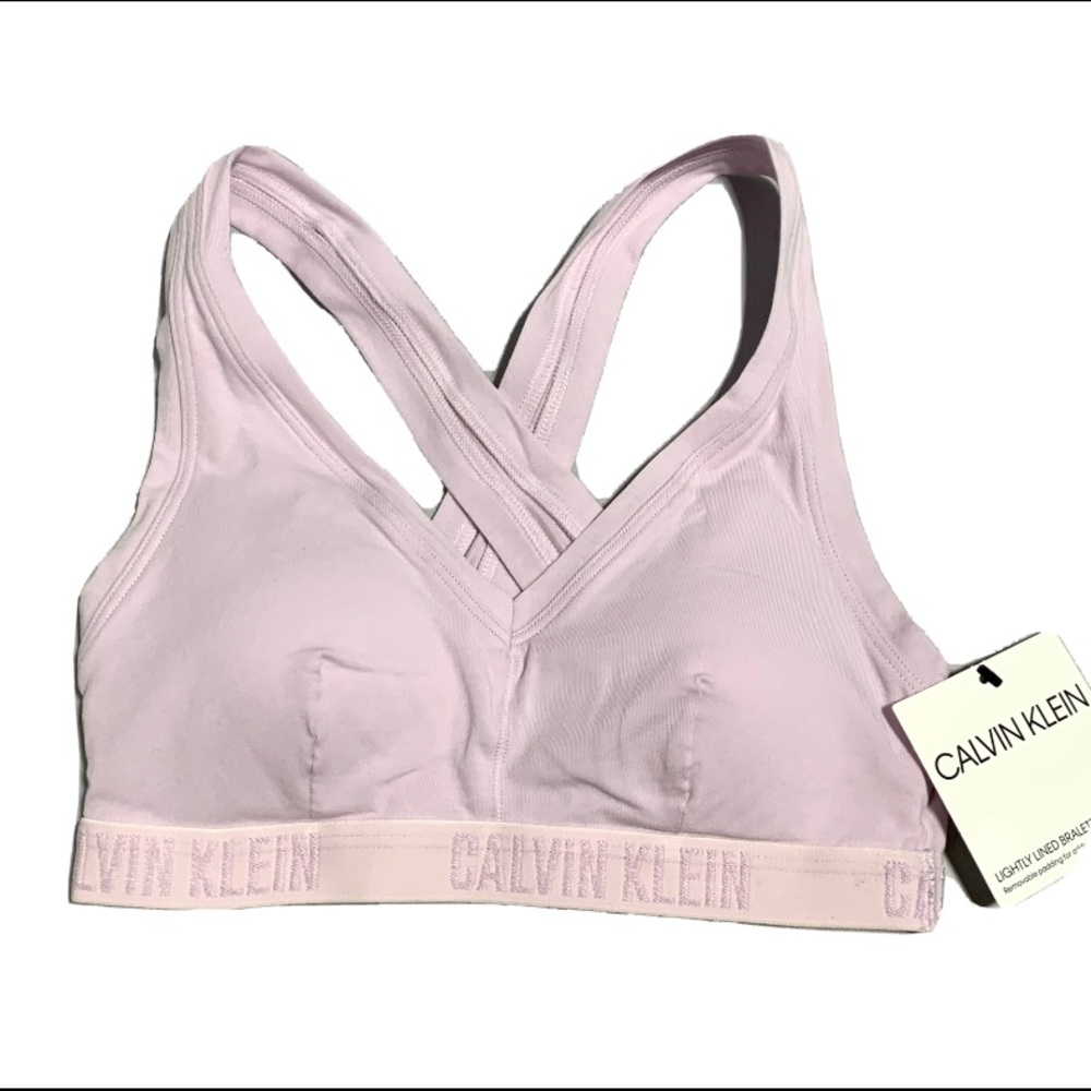 Calvin Klein Women's Lightly Lined Bralette Light Pink Cross Back Size S NWT